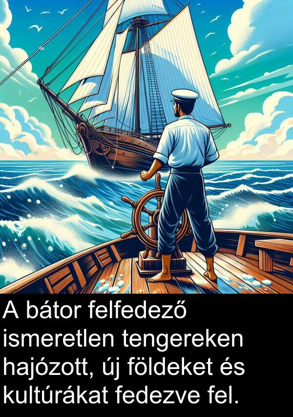 bátor: A bátor felfedező ismeretlen tengereken hajózott, új földeket és kultúrákat fedezve fel.