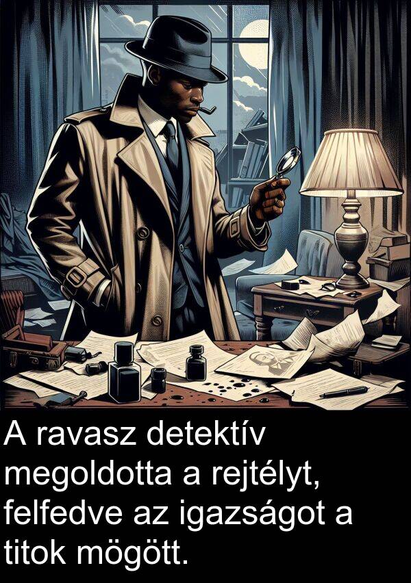 mögött: A ravasz detektív megoldotta a rejtélyt, felfedve az igazságot a titok mögött.