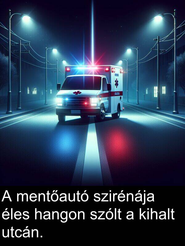 mentőautó: A mentőautó szirénája éles hangon szólt a kihalt utcán.