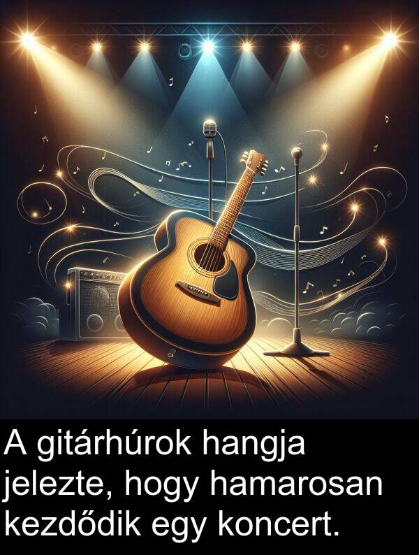 hamarosan: A gitárhúrok hangja jelezte, hogy hamarosan kezdődik egy koncert.