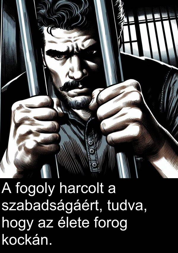 szabadságáért: A fogoly harcolt a szabadságáért, tudva, hogy az élete forog kockán.