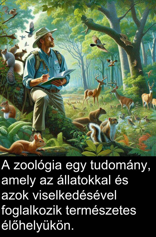 zoológia: A zoológia egy tudomány, amely az állatokkal és azok viselkedésével foglalkozik természetes élőhelyükön.