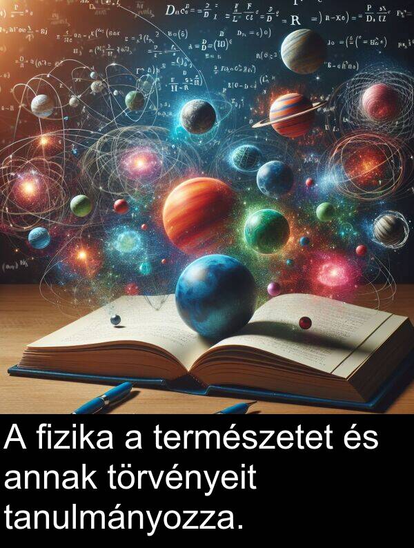természetet: A fizika a természetet és annak törvényeit tanulmányozza.