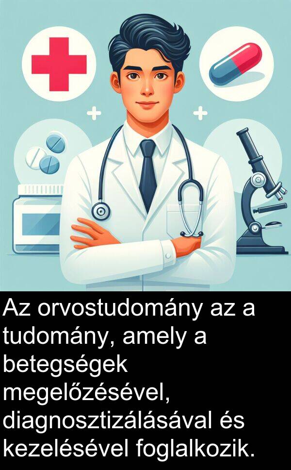 megelőzésével: Az orvostudomány az a tudomány, amely a betegségek megelőzésével, diagnosztizálásával és kezelésével foglalkozik.