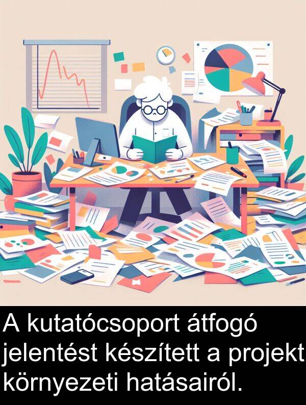 projekt: A kutatócsoport átfogó jelentést készített a projekt környezeti hatásairól.