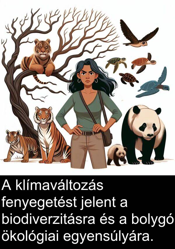 ökológiai: A klímaváltozás fenyegetést jelent a biodiverzitásra és a bolygó ökológiai egyensúlyára.