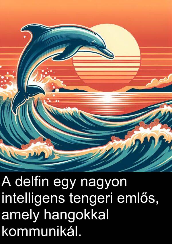 intelligens: A delfin egy nagyon intelligens tengeri emlős, amely hangokkal kommunikál.