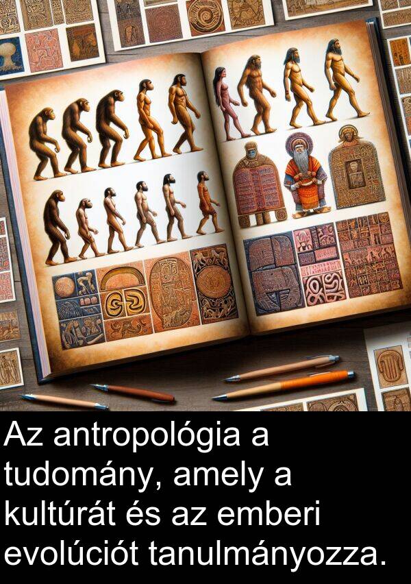 tudomány: Az antropológia a tudomány, amely a kultúrát és az emberi evolúciót tanulmányozza.