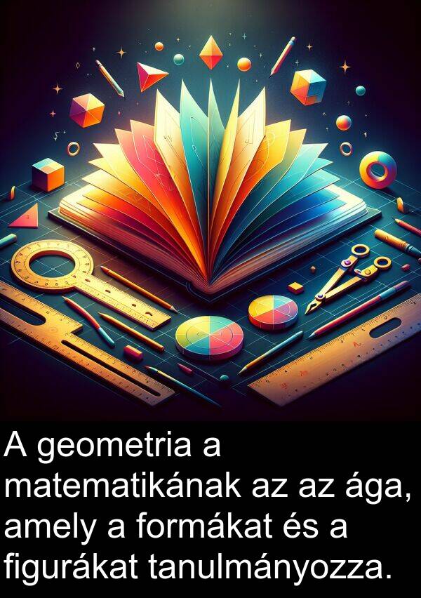 ága: A geometria a matematikának az az ága, amely a formákat és a figurákat tanulmányozza.