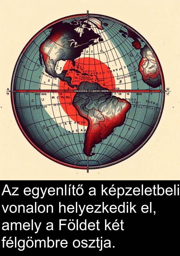 vonalon: Az egyenlítő a képzeletbeli vonalon helyezkedik el, amely a Földet két félgömbre osztja.