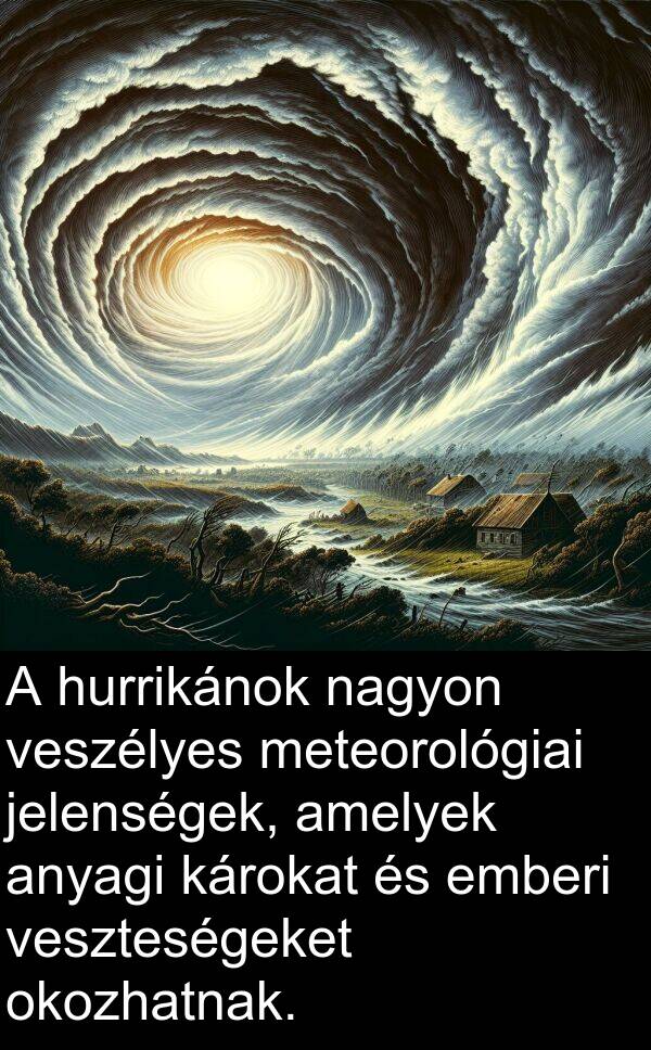 okozhatnak: A hurrikánok nagyon veszélyes meteorológiai jelenségek, amelyek anyagi károkat és emberi veszteségeket okozhatnak.