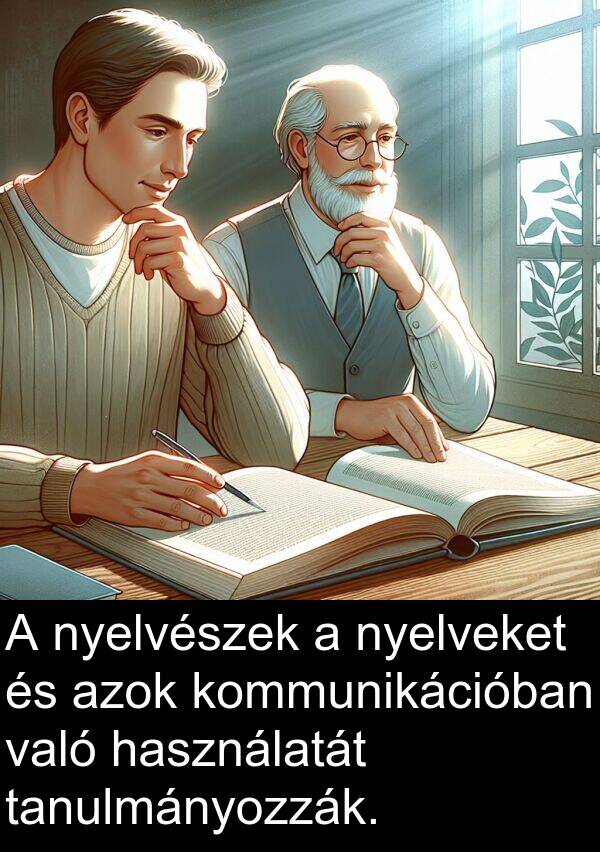 azok: A nyelvészek a nyelveket és azok kommunikációban való használatát tanulmányozzák.