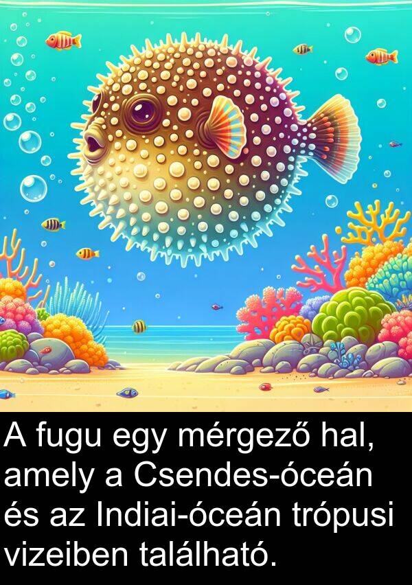 található: A fugu egy mérgező hal, amely a Csendes-óceán és az Indiai-óceán trópusi vizeiben található.