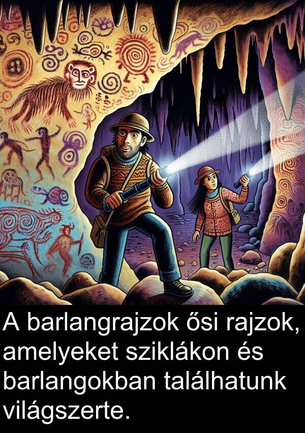 találhatunk: A barlangrajzok ősi rajzok, amelyeket sziklákon és barlangokban találhatunk világszerte.