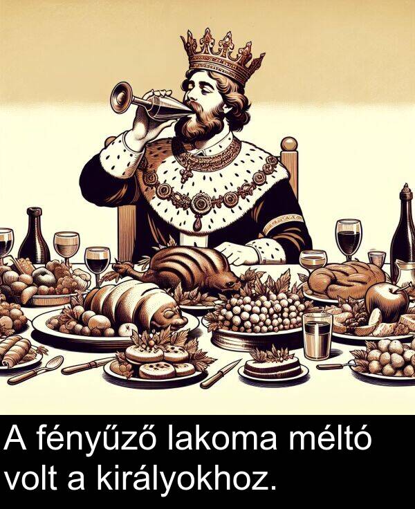 lakoma: A fényűző lakoma méltó volt a királyokhoz.