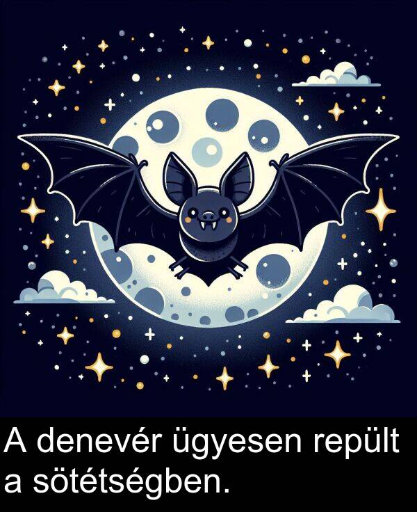 denevér: A denevér ügyesen repült a sötétségben.