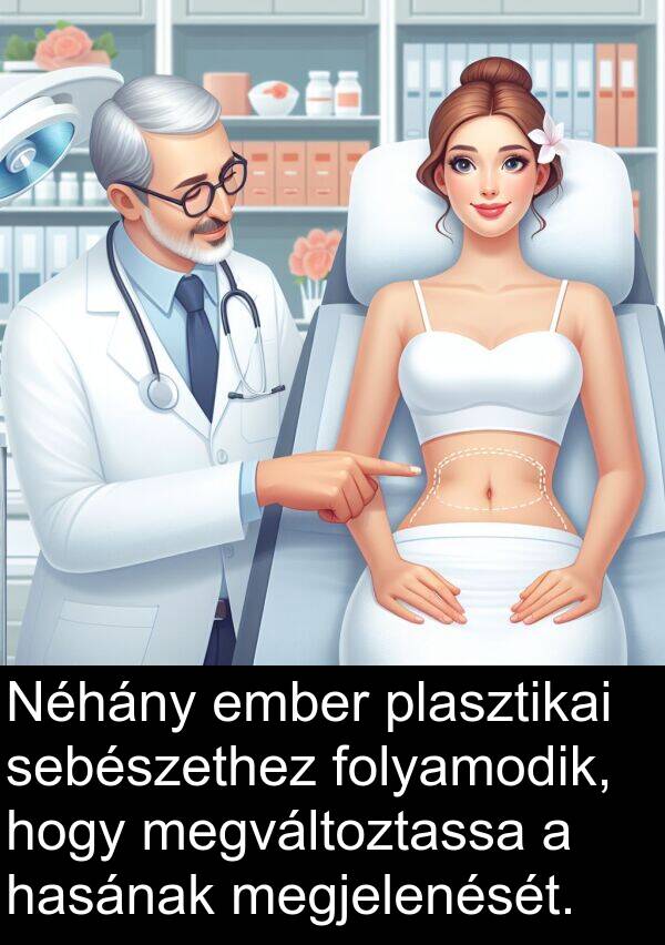 sebészethez: Néhány ember plasztikai sebészethez folyamodik, hogy megváltoztassa a hasának megjelenését.