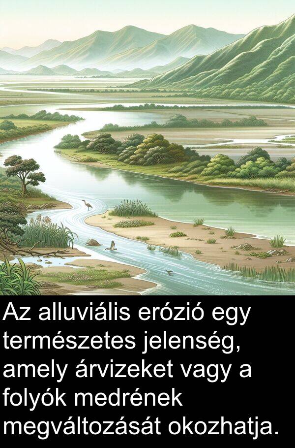 okozhatja: Az alluviális erózió egy természetes jelenség, amely árvizeket vagy a folyók medrének megváltozását okozhatja.