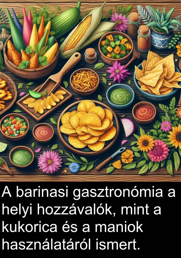 maniok: A barinasi gasztronómia a helyi hozzávalók, mint a kukorica és a maniok használatáról ismert.