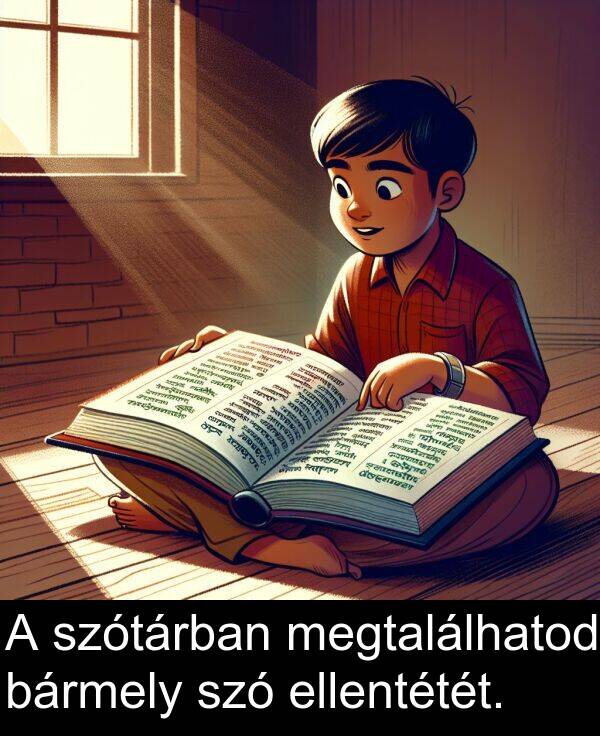 szó: A szótárban megtalálhatod bármely szó ellentétét.