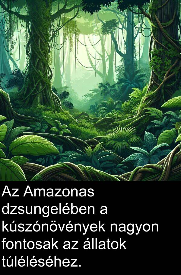 dzsungelében: Az Amazonas dzsungelében a kúszónövények nagyon fontosak az állatok túléléséhez.