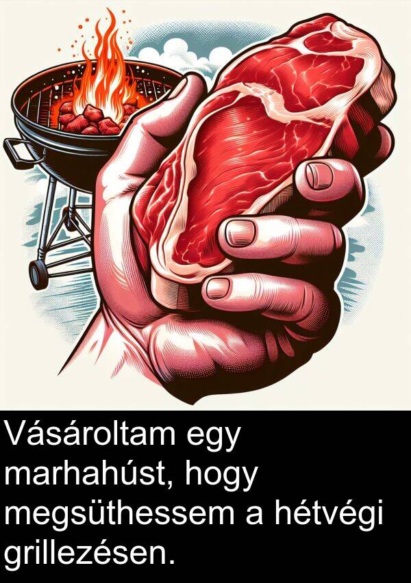 megsüthessem: Vásároltam egy marhahúst, hogy megsüthessem a hétvégi grillezésen.