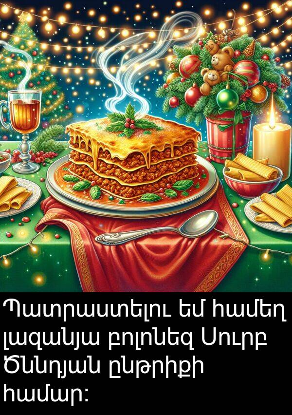 բոլոնեզ: Պատրաստելու եմ համեղ լազանյա բոլոնեզ Սուրբ Ծննդյան ընթրիքի համար։