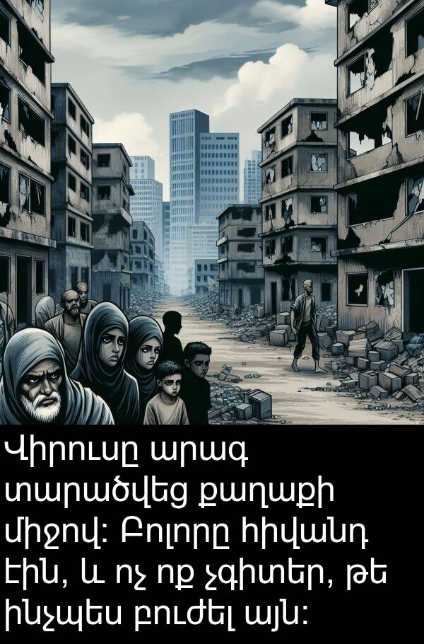 բուժել: Վիրուսը արագ տարածվեց քաղաքի միջով։ Բոլորը հիվանդ էին, և ոչ ոք չգիտեր, թե ինչպես բուժել այն։
