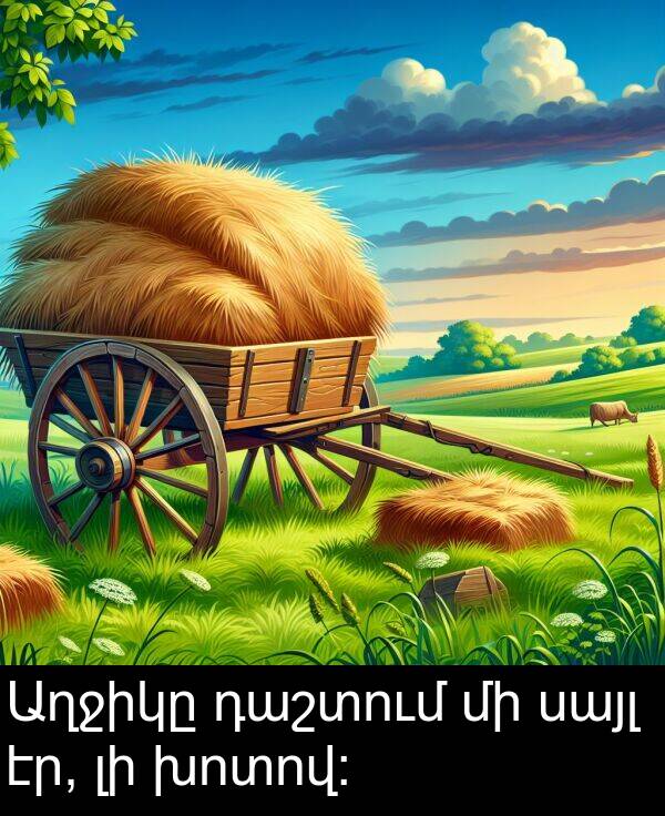 էր: Աղջիկը դաշտում մի սայլ էր, լի խոտով: