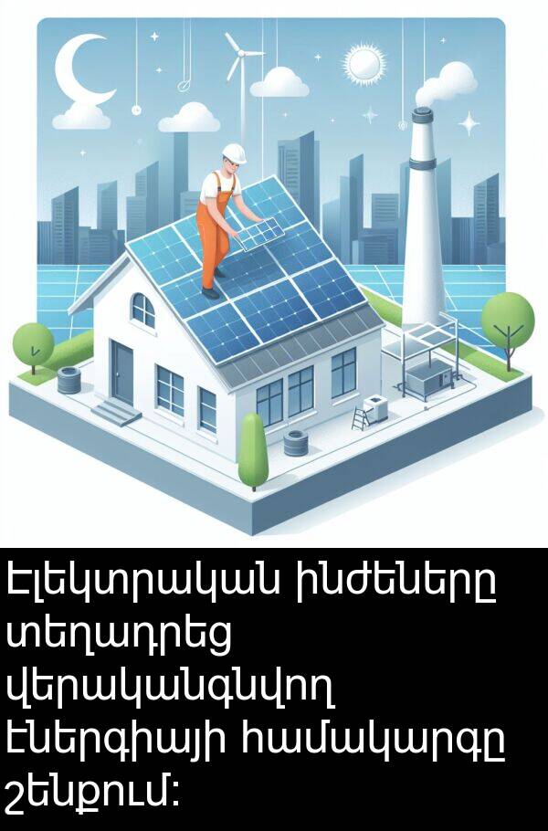 ինժեները: Էլեկտրական ինժեները տեղադրեց վերականգնվող էներգիայի համակարգը շենքում։
