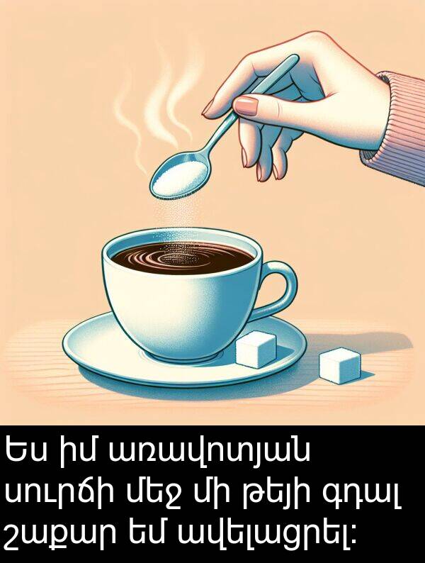 շաքար: Ես իմ առավոտյան սուրճի մեջ մի թեյի գդալ շաքար եմ ավելացրել: