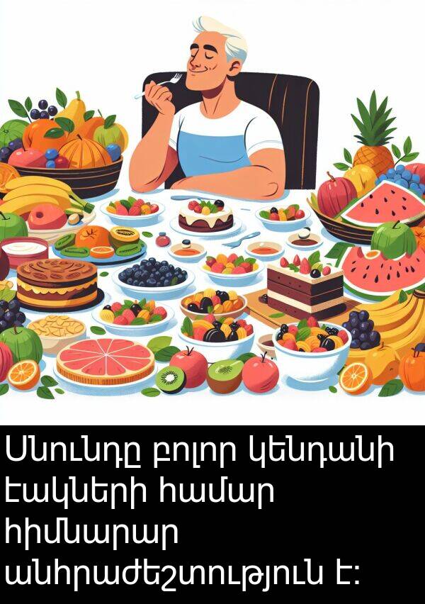 բոլոր: Սնունդը բոլոր կենդանի էակների համար հիմնարար անհրաժեշտություն է։