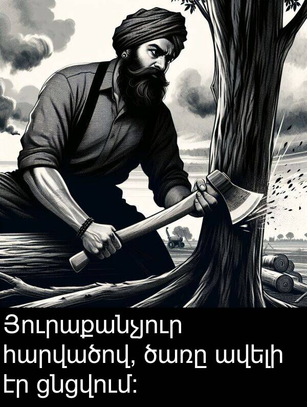 ցնցվում: Յուրաքանչյուր հարվածով, ծառը ավելի էր ցնցվում: