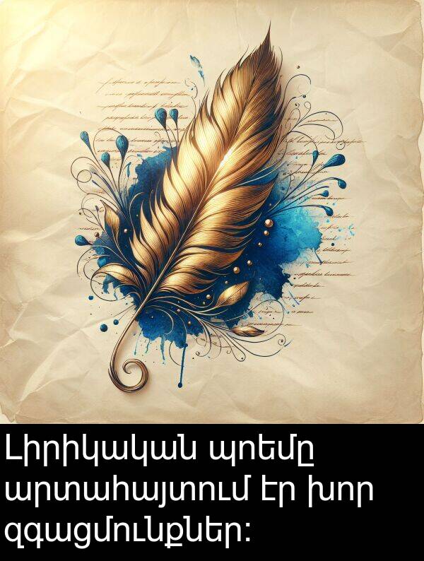 զգացմունքներ: Լիրիկական պոեմը արտահայտում էր խոր զգացմունքներ: