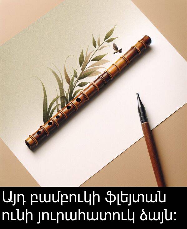 յուրահատուկ: Այդ բամբուկի ֆլեյտան ունի յուրահատուկ ձայն: