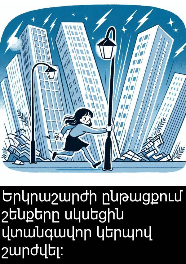 շենքերը: Երկրաշարժի ընթացքում շենքերը սկսեցին վտանգավոր կերպով շարժվել:
