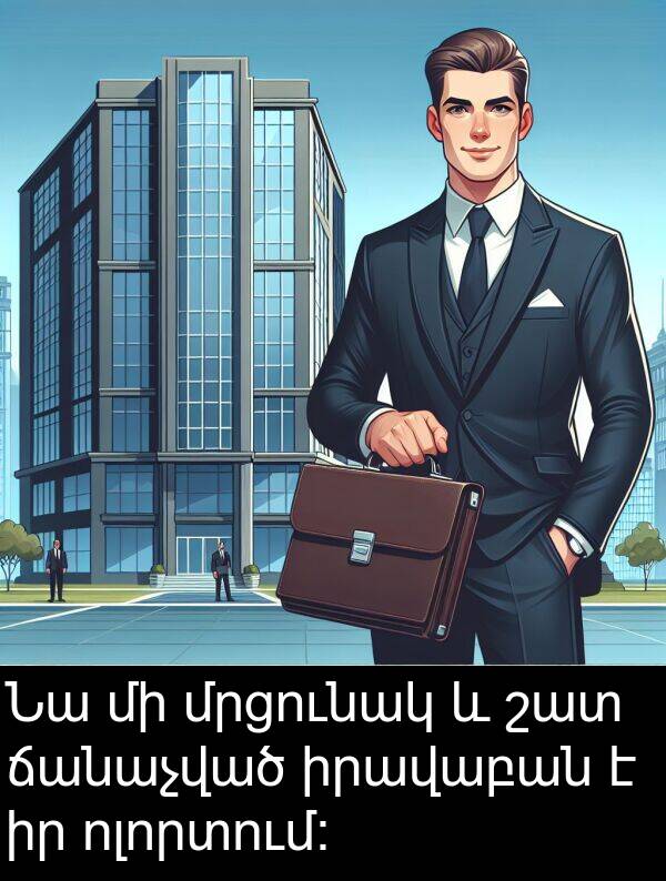 ճանաչված: Նա մի մրցունակ և շատ ճանաչված իրավաբան է իր ոլորտում: