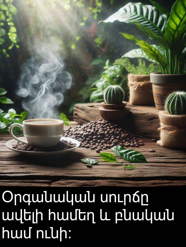 բնական: Օրգանական սուրճը ավելի համեղ և բնական համ ունի։