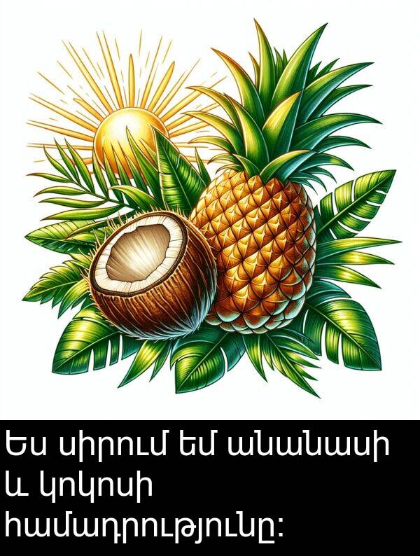 սիրում: Ես սիրում եմ անանասի և կոկոսի համադրությունը։