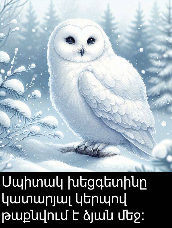 խեցգետինը: Սպիտակ խեցգետինը կատարյալ կերպով թաքնվում է ձյան մեջ։