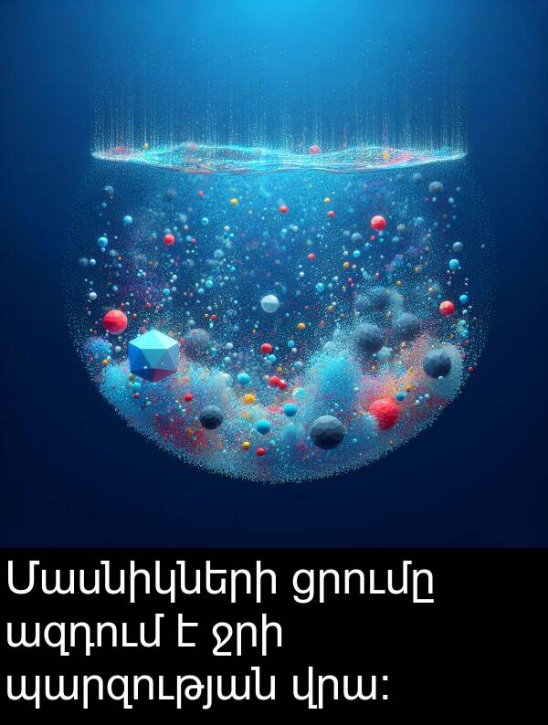 ազդում: Մասնիկների ցրումը ազդում է ջրի պարզության վրա։
