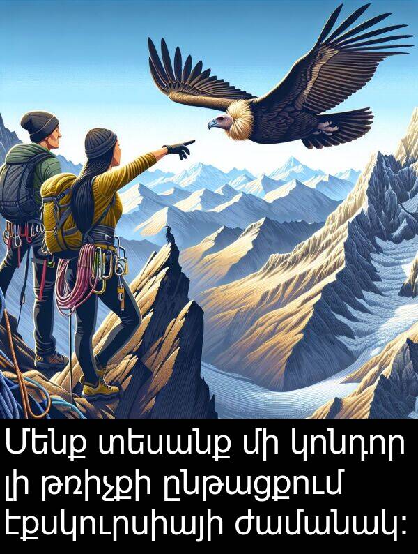 ժամանակ: Մենք տեսանք մի կոնդոր լի թռիչքի ընթացքում էքսկուրսիայի ժամանակ: