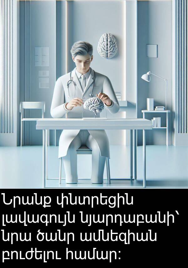 բուժելու: Նրանք փնտրեցին լավագույն նյարդաբանի՝ նրա ծանր ամնեզիան բուժելու համար։