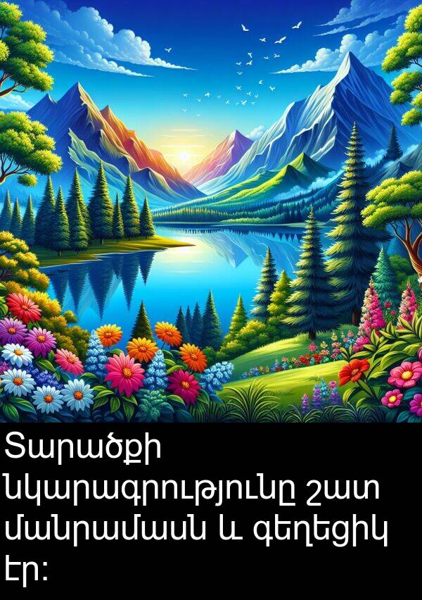 նկարագրությունը: Տարածքի նկարագրությունը շատ մանրամասն և գեղեցիկ էր։