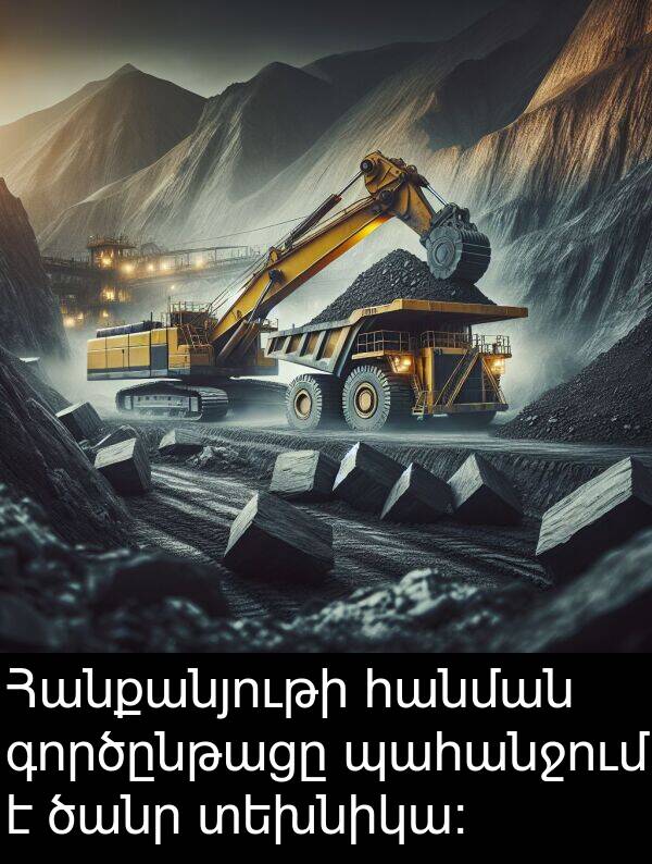 գործընթացը: Հանքանյութի հանման գործընթացը պահանջում է ծանր տեխնիկա: