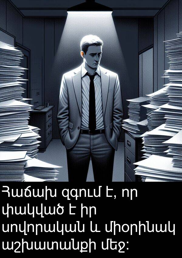 փակված: Հաճախ զգում է, որ փակված է իր սովորական և միօրինակ աշխատանքի մեջ:
