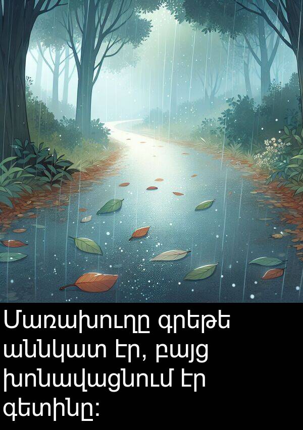 բայց: Մառախուղը գրեթե աննկատ էր, բայց խոնավացնում էր գետինը։