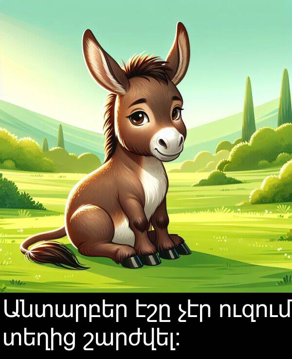 էշը: Անտարբեր էշը չէր ուզում տեղից շարժվել։