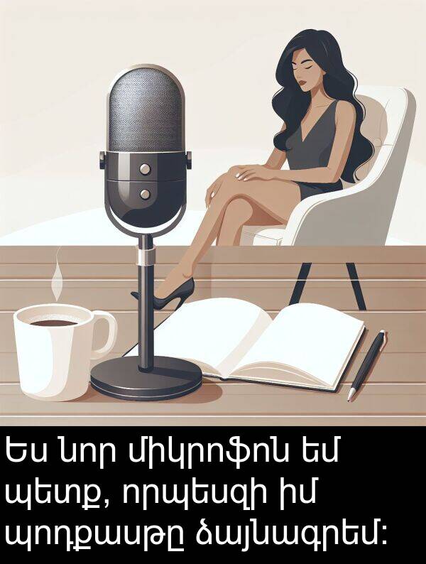 միկրոֆոն: Ես նոր միկրոֆոն եմ պետք, որպեսզի իմ պոդքասթը ձայնագրեմ: