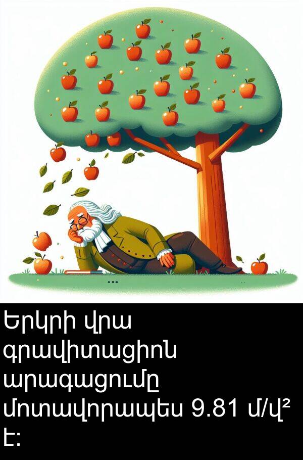 գրավիտացիոն: Երկրի վրա գրավիտացիոն արագացումը մոտավորապես 9.81 մ/վ² է: